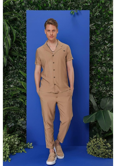 Efor G 1549 Slim Fit Camel Klasik Gömlek Camel
