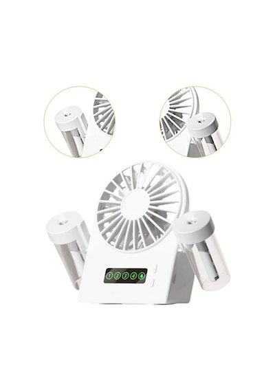 Taşınabilir Masaüstü Su Hazneli Usb Şarjlı 4 Kademe Fan Vantilatör Soğutucu F8 Beyaz