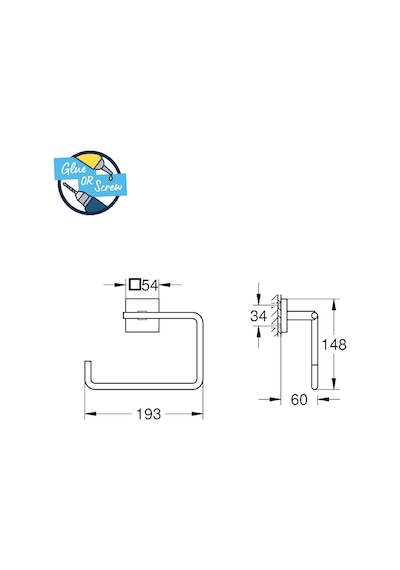 Grohe Start Cube Quickfix Halka Havluluk + Quickglue A1 Yapıştırıcı Seti Genel