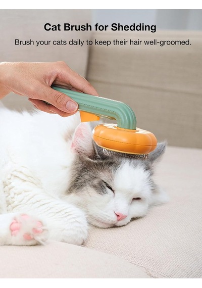 Kedi Fırçası Köpek Bursh Yayın Düğmesi İle Dökülme İçin, Evde Uzun Saçlı Kedi Ve Köpekler İçin Tek Tıkla