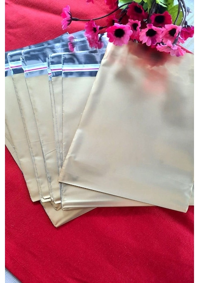 Janjanlı Hediye Paketi Yapışkanlı Gold 10 Adet 15 x 25 CM