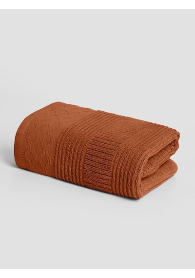 Pamuk Tekli Havlu Jakarlı Karna Home Ruma - 70 X 140 Kiremit