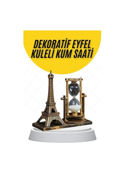 Dekoratif Eyfel Kulesi Ve Kum Saati Vintage Tarzı Masa Süsü Biblo 22348317