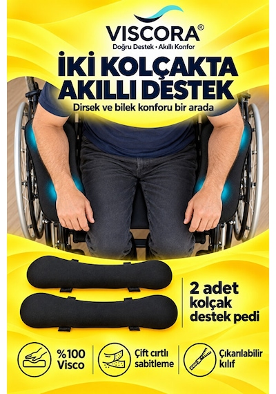 Visco Tekerlekli Sandalye Kolçak Destek Pedi 2 Li Cırtlı Dirsek Ve Bilek Destek Minderi