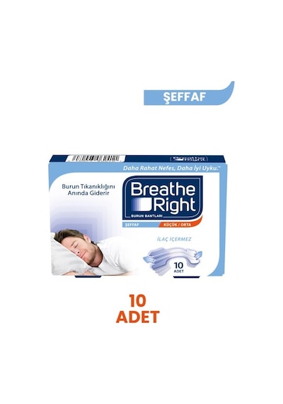 Breathe Right Şeffaf Klasik Burun Bandı Normal Boy 10'lu