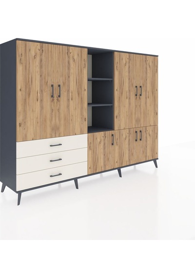 Hyperion Dolap 11 Raflı 3 Çekmeceli 7 Kapaklı 220x44x163 Antrasit Antrasit-çam/aytaşı Hyperion Dolap 11 Raflı 3 Çekmeceli 7 Kapaklı 220x44x163 Antrasit Antrasit-çam/aytaşı