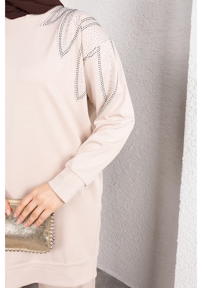 Hira Life Fashion Moda Efsa Kadın Bej Tesettür Giyim Zarif Taş Detaylı Tunik & Pantolon İkili Takım Bej Bej Hira Life Fashion Moda Efsa Kadın Bej Tesettür Giyim Zarif Taş Detaylı Tunik & Pantolon İkili Takım Bej Bej