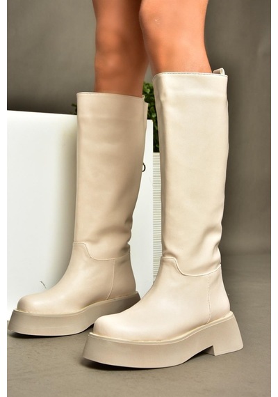 Fox Shoes R610067009 Bej Kalın Tabanlı Çizme Bej