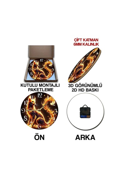 Sessiz Yuvarlak Ahşap Duvar Saati, Kuvars Hareketli 3d Görünümlü 2d Saat Sdw115 Renkli