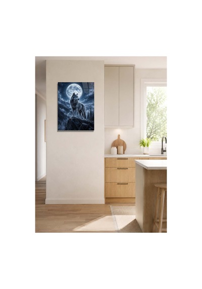 Bozkurt Ve Dolunay A3 Metal Poster Gri Kurt, Ay Işığı Ve Dağ Manzaralı Dekoratif Duvar Tablosu Çok Renkli - 938038119 Çok Renkli - 938038119 Çok Renkli