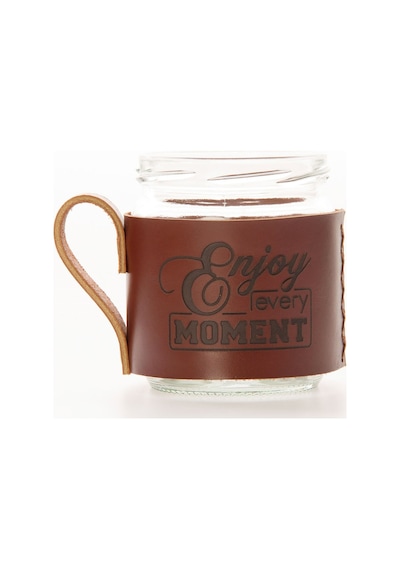 Canberra Deri Mug Enjoy Every Moment Kahverengi