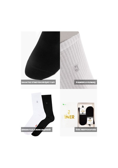 Just Inner Kadın 6 Lı Pamuklu Çorap Tenis Premium Ayak Sağlığı 24800 Siyah