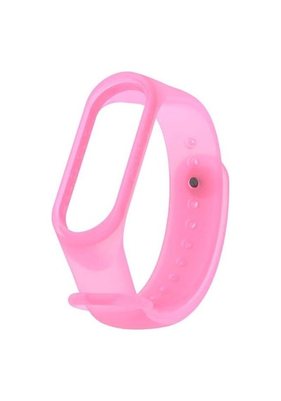 Xiaomi Mi Band 3 ve Mi Band 4 Yedek Silikon Bileklik Saydam Pembe