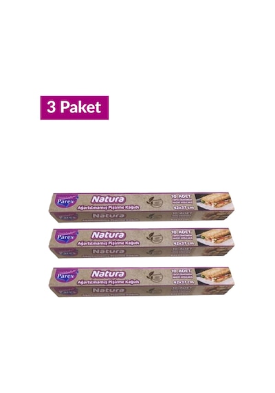 Natura Ağartılmamış Hazır Kesilmiş Pişirme Kağıdı 10 Lu Üçlü Set