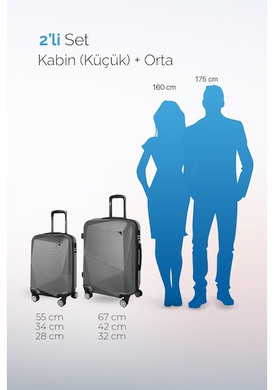 Polo&sky Elmas Model Gold Renk 2'li Valiz Seti Kabin+orta Altın