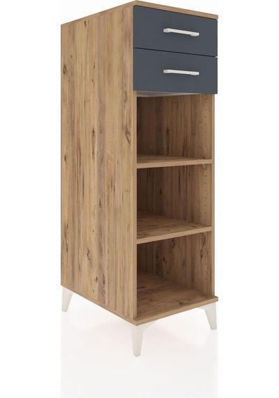 Kronos Dolap 2 Raflı 2 Çekmeceli 44x59x134 Çam-antrasit Atlas Çam