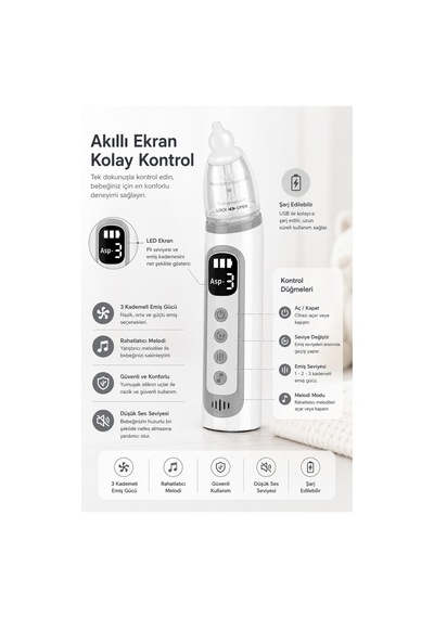 Robeve Auhma Ahb-10 Elektrikli Burun Aspiratörü Usb Şarjlı, 3 Kademeli Emiş Gücü, Dijital Led Ekran, 3 Yumuşak Silikon Uç, Müzikli Nazal Aspiratör, Yenidoğan, Bebek Ve Çocuklar Için Burun Temizleme Robeve Auhma Ahb-10 Elektrikli Burun Aspiratörü Usb Şarjlı, 3 Kademeli Emiş Gücü, Dijital Led Ekran, 3 Yumuşak Silikon Uç, Müzikli Nazal Aspiratör, Yenidoğan, Bebek Ve Çocuklar Için Burun Temizleme