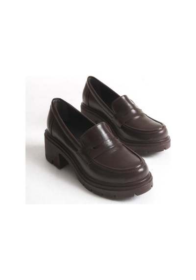 Alemdarshop K-706 Kahve Kırışık Rugan Yüksek Tabanlı Loafer Ayakkabı C.kahve