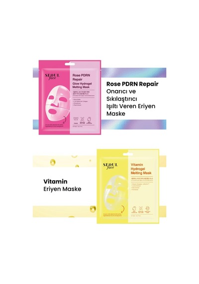 Dermal Seoul Face Gül Rose Pdrn Onarıcı Glow Hidrojel Maske Ve Vitamin Eriyen Maske