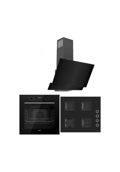 Ferre Black Plus Serisi QBL63CS-SS205-D063 3lü Cam Ankastre Set