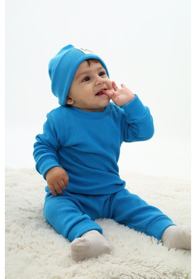 My Kids Wear Fitilli Unisex Bebek - Çocuk Üçlü Takım Mavi