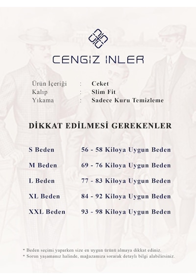 Cengiz İnler Portofino Sivri Yaka Erkek Ceket 001