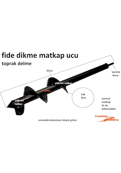 Fide Dikmek Matkap Ucu Fidan Dikme Toprak Delme Ucu Büyük Boy