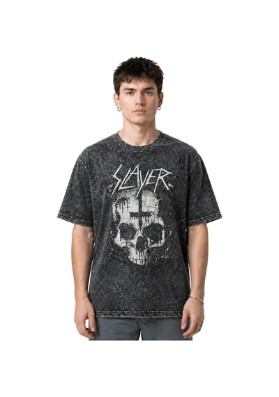 Slayer Rock Metal Müzik Grubu Ön Baskılı Unisex Oversize Eskitme Siyah