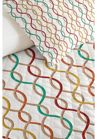 Geometrik Modern Genç Odası Tek Kişilik Pike Takımı-renkli Çizgili 160x220 Cm Kapitone Yatak Örtüsü Gümüş