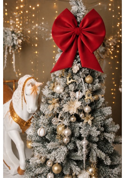 Kurdele Orta Yıllbaşı Ağaç Süs Noel Kırmızı Fiyonk 37x40cm Kırmızı - 787285796
