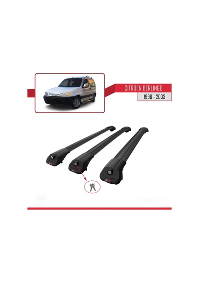 Citroen Berlingo 1996-2003 Arası İle Uyumlu Ace-1 Ara Atkı Tavan Barı Siyah 3 Adet Bar