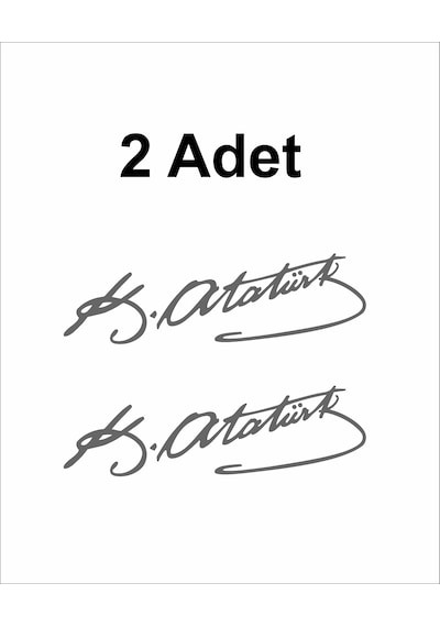 Mustafa Kemal Atatürk İmza 2 Adet Sticker - Araba Oto Motosiklet Karavan Sticker - 00016 12x3,5 Cm