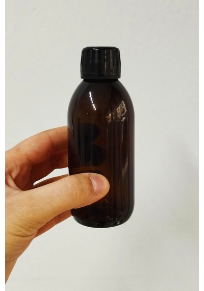 Afracam Yuvarlak Amber 200 Ml Siyah Plastik Kapaklı Cam Şişe