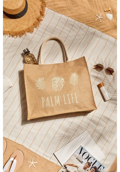 Ocean Home Textile Palm Life Jüt Çanta 42 x 35 x 12 CM