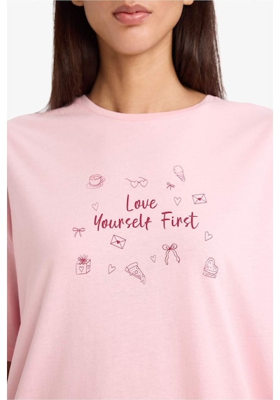 Defacto Baskılı Kısa Kollu Pijama Üstü G1720ax26sppn149 Pembe-pn149