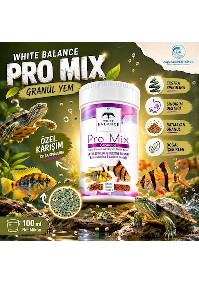 White Balance Pro Mix Granül Yem - Özel Karışım - Akvaryum Balık Yemi - 100 Ml