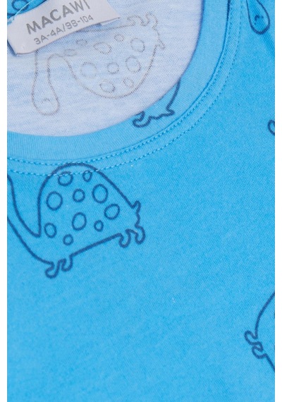 Macawi Breeze Erkek Çocuk Pijama Takımı Kaplumbağa Desenli 1.5-5 Yaş, Mavi-mavi Mavi
