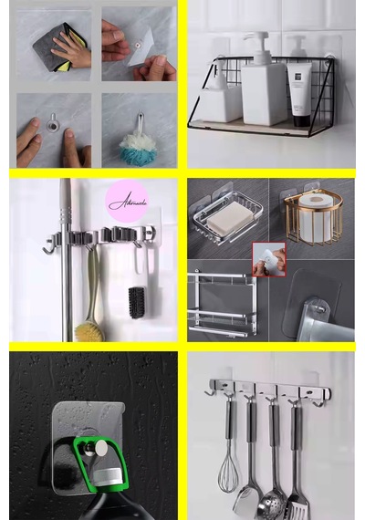 4 Adet Süper Güçlü Yapışkanlı Askı Yapışkanlı Çerçeve Raf Vidası Metal Beyaz Tr Diğer