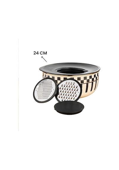 Prime Cream 5 Parça Rendeli Saklama Ve Karıştırma Kabı 24 Cm Krem