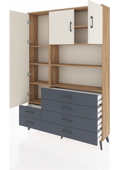 Arges Dolap 8 Raflı 6 Çekmeceli 3 Kapaklı 132x30x195 Çam-aytaşı/antrasit Aytası/antrasıt Arges Dolap 8 Raflı 6 Çekmeceli 3 Kapaklı 132x30x195 Çam-aytaşı/antrasit Aytası/antrasıt