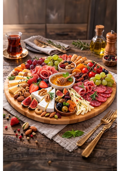 Bambu 35 Cm Yuvarlak Pasta Pizza Kahvaltı Sunum Tabağı Kahverengi