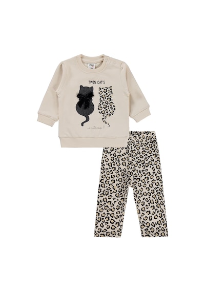 Civil Baby Leopar Kedi Baskılı 6-18 Ay Takım - Bej