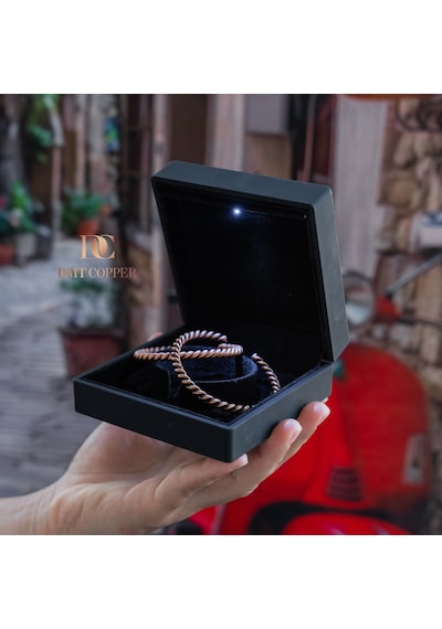 Dmt Copper Home %100 El Yapımı Bakır Bileklik,doğal Antibakteriyel Bakır Bileklik, Sağlık Dostu 2 Li Takım Işıklı Kutulu 84571527