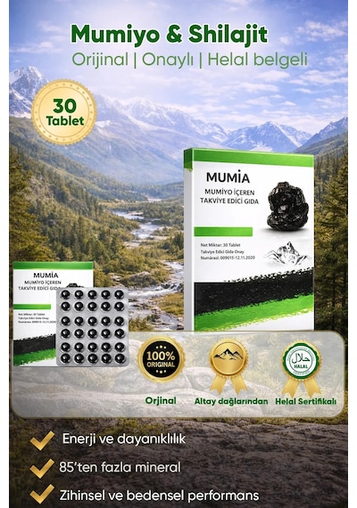 %100 Saf Mumiyo 30'lu Tablet Kırgızistan'dan İthal Shilajit