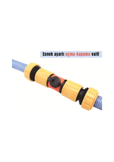 Car-fil Bahçe Hortumu Ara Bağlantı Aparatı Vanalı 3/4 Uyumlu, Su Akış Kontrollü 3/4"