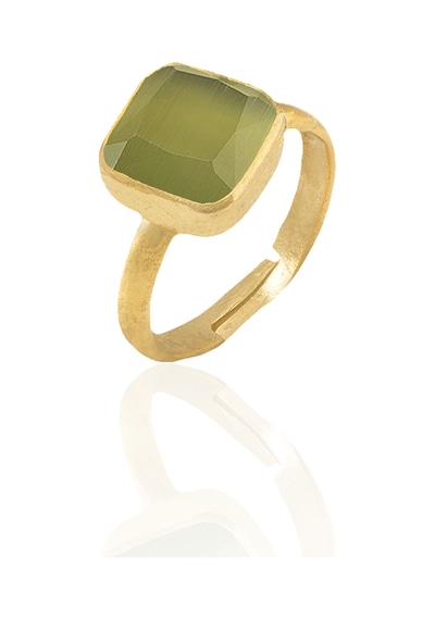 Kadir Jewellery 22 Ayar Altın Kaplama Zirkon Taşlı Kadın Minimal Yüzük Yeşil 63571252