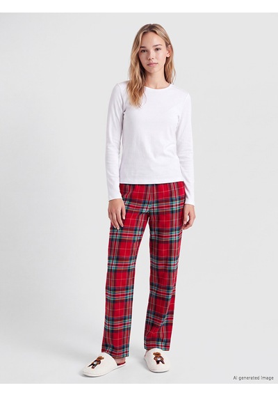 Lcw Dream Lacivert Ekose Desenli Kadın Polar Pijama Alt