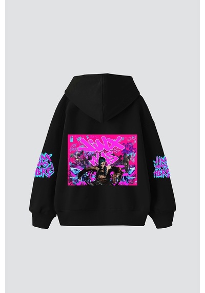 Tarzsokak Jinx Arcane Baskılı Oversize Unisex Siyah