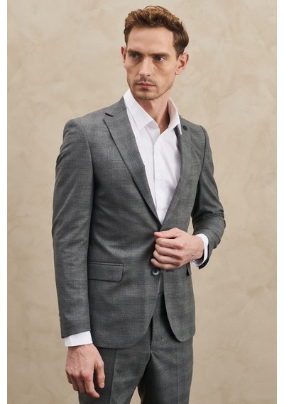 AC&Co / Altınyıldız Classics Ekstra Slim Fit Dar Kesim Mono Yaka Kareli Takım Elbise - 556336968 Gri AC&Co / Altınyıldız Classics Ekstra Slim Fit Dar Kesim Mono Yaka Kareli Takım Elbise - 556336968 Gri