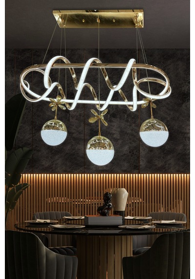 Kuzey Masa Üstü 3 Top Modern Sarkıt Led Avize Çok Renkli